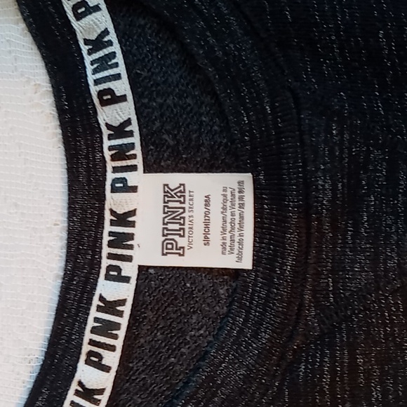 PINK By Victoria Secret Women's  Logo Campus Fleece Sweatshirt Size Small Black - Picture 8 of 12